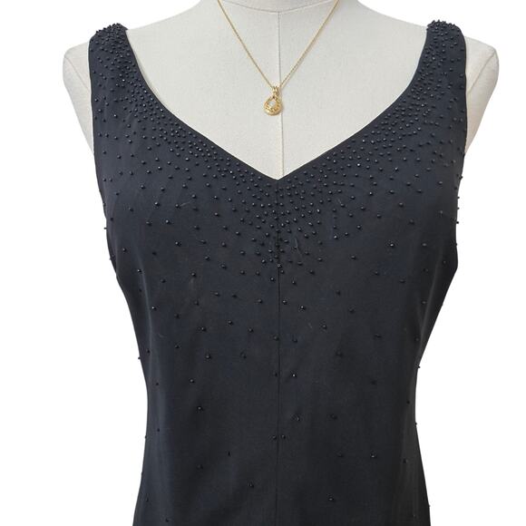 Vtg Y2K Whimsigoth Dark Fairy Semi-sheer Black Beaded Handkerchief Hem Dress 4 - Picture 2 of 11